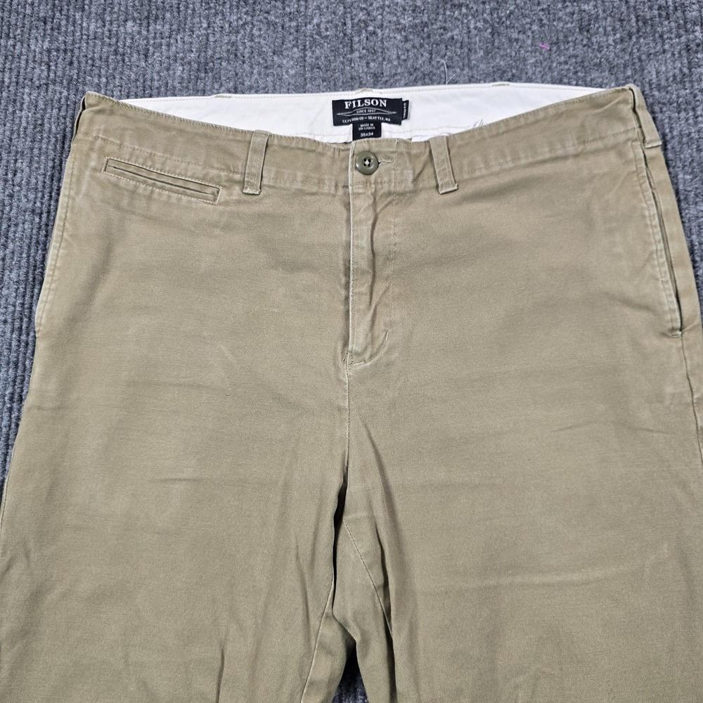 Vintage‎ CC Filson Pants Mens 35x34 Beige Draftsman Chino Trim Fit Hike 36x31